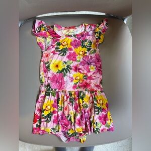 Posh peanut Malana hibiscus floral twirl dress with bodysuit VGUC 2T